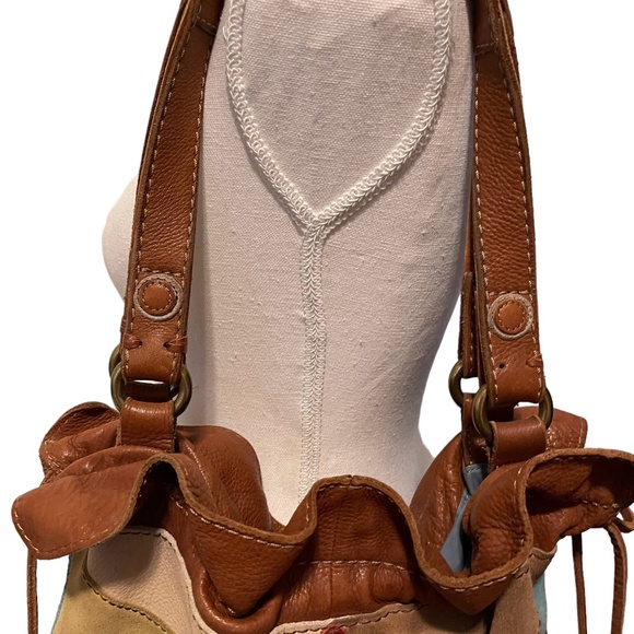 VTG Lucky Band Floral Leather Patchwork Hobo Bag - Picture 7 of 15